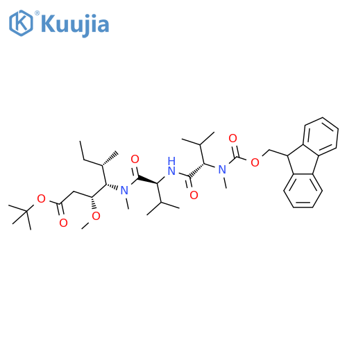 Tert-butyl 4-[[2-[[2-[9H-fluoren-9-ylmethoxycarbonyl(methyl)amino]-3-methylbutanoyl]amino]-3-methylbutanoyl]-methylamino]-3-methoxy-5-methylheptanoate structure