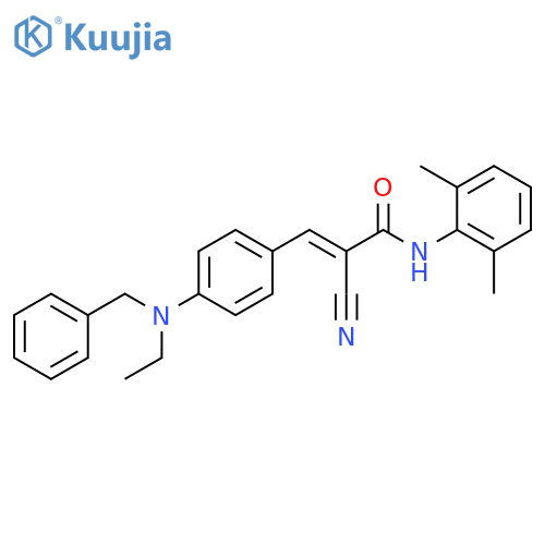 (E)-3-[4-[benzyl(ethyl)amino]phenyl]-2-cyano-N-(2,6-dimethylphenyl)prop-2-enamide structure