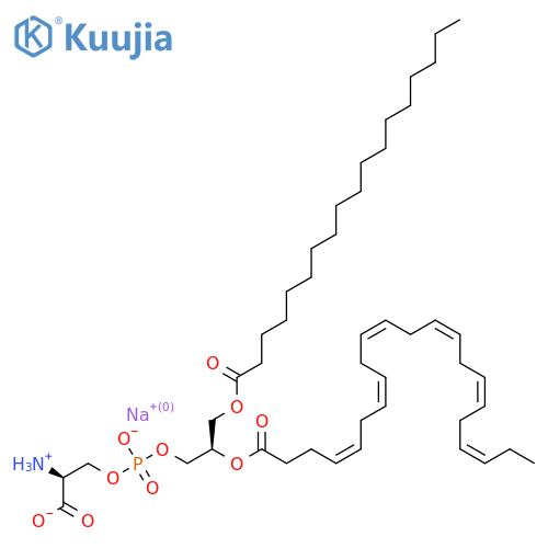 Sodium (2S,8R,13Z,16Z,19Z,22Z,25Z,28Z)-2-azaniumyl-8-[(octadecanoyloxy)methyl]-5-oxido-5,10-dioxo-4,6,9-trioxa-5lambda~5~-phosphahentriaconta-13,16,19,22,25,28-hexaen-1-oate structure