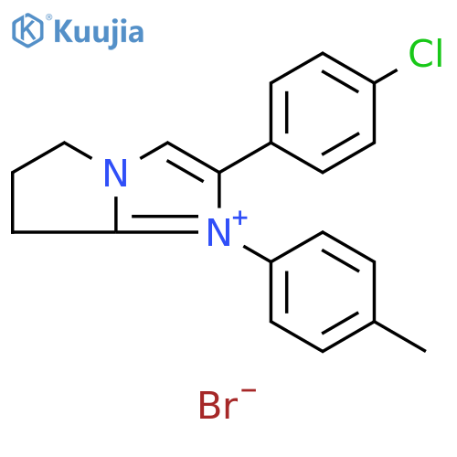 2-(4-chlorophenyl)-1-(4-methylphenyl)-5H,6H,7H-1-pyrrolo1,2-aimidazol-1-ylium bromide structure