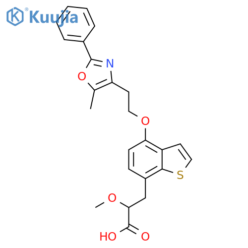 2-Methoxy-3-(4-(2-(5-methyl-2-phenyloxazol-4-yl)ethoxy)benzo[b]thiophen-7-yl)propanoic acid structure