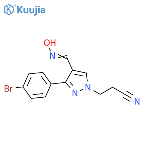 3-[3-(4-bromophenyl)-4-[(1E)-(hydroxyimino)methyl]-1H-pyrazol-1-yl]propanenitrile structure