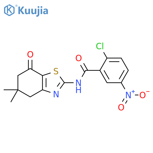 2-chloro-N-(5,5-dimethyl-7-oxo-4,5,6,7-tetrahydro-1,3-benzothiazol-2-yl)-5-nitrobenzamide structure