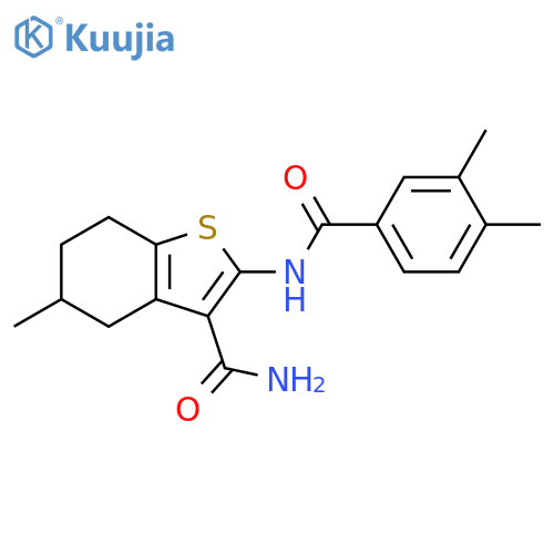 2-(3,4-dimethylbenzamido)-5-methyl-4,5,6,7-tetrahydro-1-benzothiophene-3-carboxamide structure