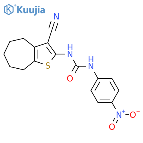3-{3-cyano-4H,5H,6H,7H,8H-cycloheptabthiophen-2-yl}-1-(4-nitrophenyl)urea structure
