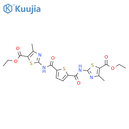 ethyl 2-(5-{5-(ethoxycarbonyl)-4-methyl-1,3-thiazol-2-ylcarbamoyl}thiophene-2-amido)-4-methyl-1,3-thiazole-5-carboxylate structure