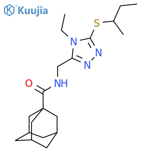 N-{5-(butan-2-ylsulfanyl)-4-ethyl-4H-1,2,4-triazol-3-ylmethyl}adamantane-1-carboxamide structure