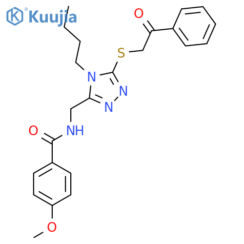 N-({4-butyl-5-(2-oxo-2-phenylethyl)sulfanyl-4H-1,2,4-triazol-3-yl}methyl)-4-methoxybenzamide structure