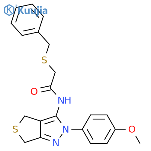 2-(benzylsulfanyl)-N-[2-(4-methoxyphenyl)-2H,4H,6H-thieno[3,4-c]pyrazol-3-yl]acetamide structure