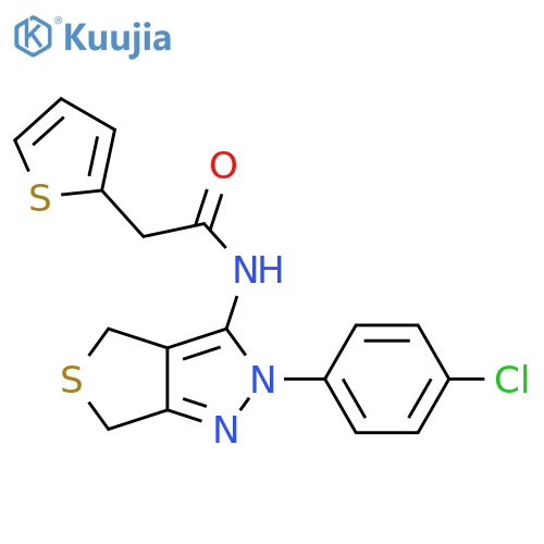 N-2-(4-chlorophenyl)-2H,4H,6H-thieno3,4-cpyrazol-3-yl-2-(thiophen-2-yl)acetamide structure