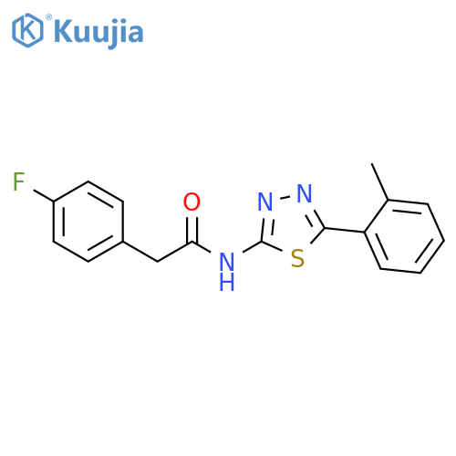 2-(4-fluorophenyl)-N-5-(2-methylphenyl)-1,3,4-thiadiazol-2-ylacetamide structure