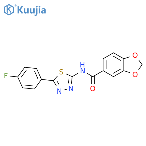 N-5-(4-fluorophenyl)-1,3,4-thiadiazol-2-yl-2H-1,3-benzodioxole-5-carboxamide structure