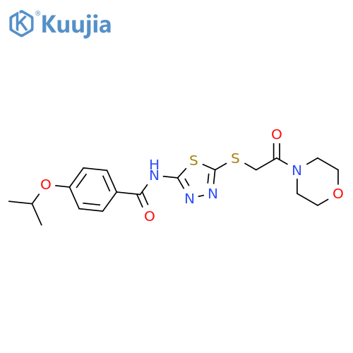 N-(5-{2-(morpholin-4-yl)-2-oxoethylsulfanyl}-1,3,4-thiadiazol-2-yl)-4-(propan-2-yloxy)benzamide structure