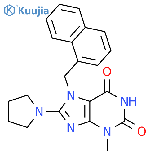 3-methyl-7-(naphthalen-1-yl)methyl-8-(pyrrolidin-1-yl)-2,3,6,7-tetrahydro-1H-purine-2,6-dione structure