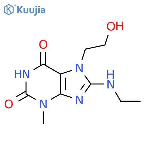 8-(ethylamino)-7-(2-hydroxyethyl)-3-methyl-2,3,6,7-tetrahydro-1H-purine-2,6-dione structure