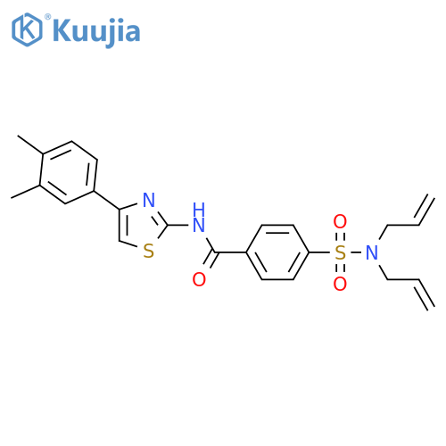 4-bis(prop-2-en-1-yl)sulfamoyl-N-4-(3,4-dimethylphenyl)-1,3-thiazol-2-ylbenzamide structure