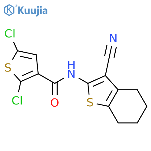 2,5-dichloro-N-(3-cyano-4,5,6,7-tetrahydro-1-benzothiophen-2-yl)thiophene-3-carboxamide structure