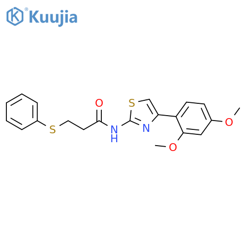 N-[4-(2,4-dimethoxyphenyl)-1,3-thiazol-2-yl]-3-(phenylsulfanyl)propanamide structure