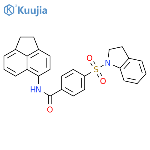 4-(2,3-dihydro-1H-indole-1-sulfonyl)-N-(1,2-dihydroacenaphthylen-5-yl)benzamide structure