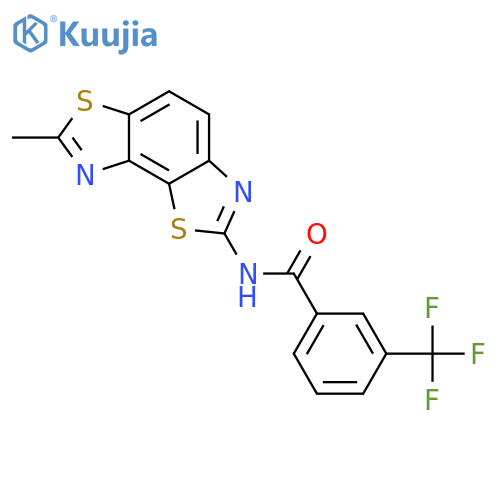 N-{11-methyl-3,10-dithia-5,12-diazatricyclo7.3.0.0^{2,6}dodeca-1(9),2(6),4,7,11-pentaen-4-yl}-3-(trifluoromethyl)benzamide structure