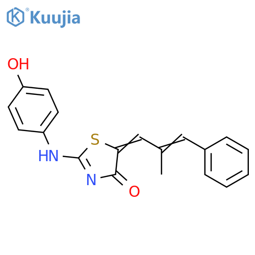 (2E,5E)-2-(4-hydroxyphenyl)imino-5-(2E)-2-methyl-3-phenylprop-2-en-1-ylidene-1,3-thiazolidin-4-one structure