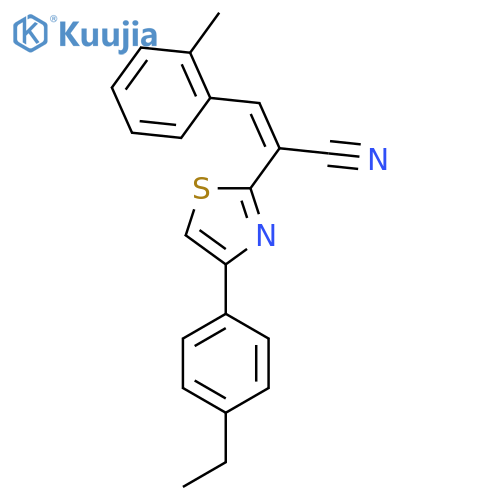 (2Z)-2-[4-(4-ethylphenyl)-1,3-thiazol-2-yl]-3-(2-methylphenyl)prop-2-enenitrile structure