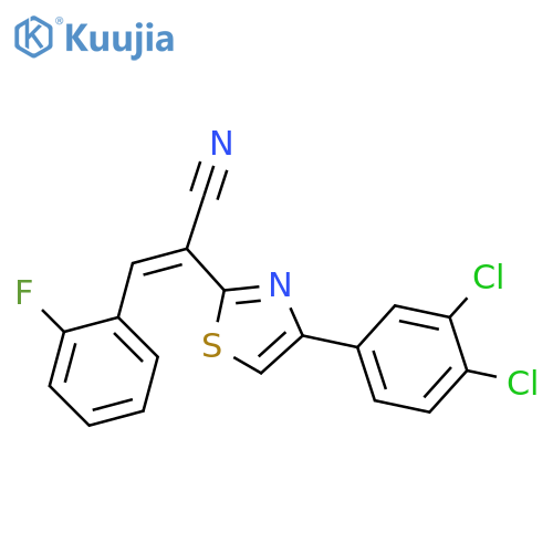(2Z)-2-4-(3,4-dichlorophenyl)-1,3-thiazol-2-yl-3-(2-fluorophenyl)prop-2-enenitrile structure