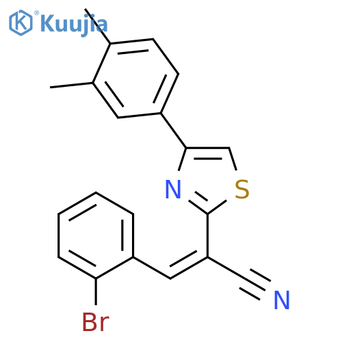 (2Z)-3-(2-bromophenyl)-2-4-(3,4-dimethylphenyl)-1,3-thiazol-2-ylprop-2-enenitrile structure
