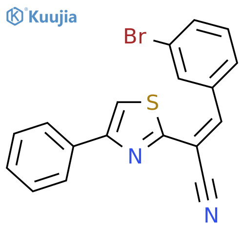 (2Z)-3-(3-bromophenyl)-2-(4-phenyl-1,3-thiazol-2-yl)prop-2-enenitrile structure