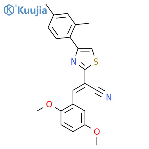 (2E)-3-(2,5-dimethoxyphenyl)-2-4-(2,4-dimethylphenyl)-1,3-thiazol-2-ylprop-2-enenitrile structure