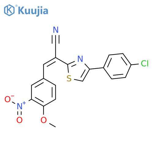 (2Z)-2-4-(4-chlorophenyl)-1,3-thiazol-2-yl-3-(4-methoxy-3-nitrophenyl)prop-2-enenitrile structure