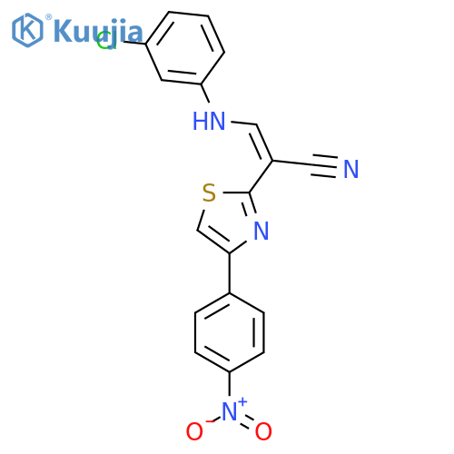 (2Z)-3-(3-chlorophenyl)amino-2-4-(4-nitrophenyl)-1,3-thiazol-2-ylprop-2-enenitrile structure