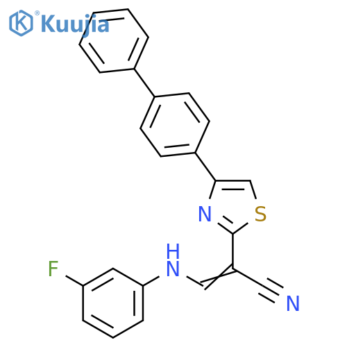 (2Z)-2-(4-{1,1'-biphenyl-4-yl}-1,3-thiazol-2-yl)-3-(3-fluorophenyl)aminoprop-2-enenitrile structure