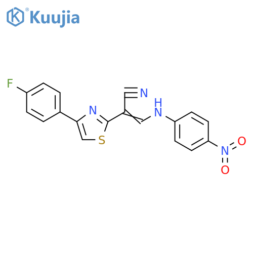 (2Z)-2-4-(4-fluorophenyl)-1,3-thiazol-2-yl-3-(4-nitrophenyl)aminoprop-2-enenitrile structure