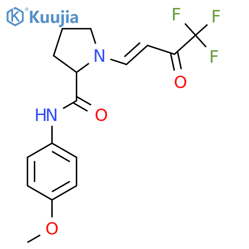 N-(4-methoxyphenyl)-1-(1E)-4,4,4-trifluoro-3-oxobut-1-en-1-ylpyrrolidine-2-carboxamide structure