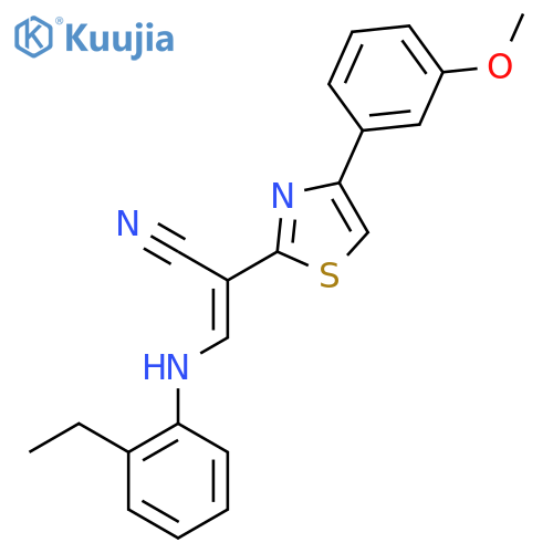 (2E)-3-(2-ethylphenyl)amino-2-4-(3-methoxyphenyl)-1,3-thiazol-2-ylprop-2-enenitrile structure