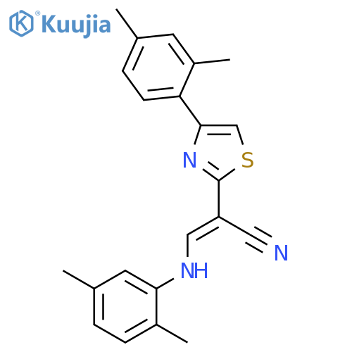 (2E)-2-4-(2,4-dimethylphenyl)-1,3-thiazol-2-yl-3-(2,5-dimethylphenyl)aminoprop-2-enenitrile structure