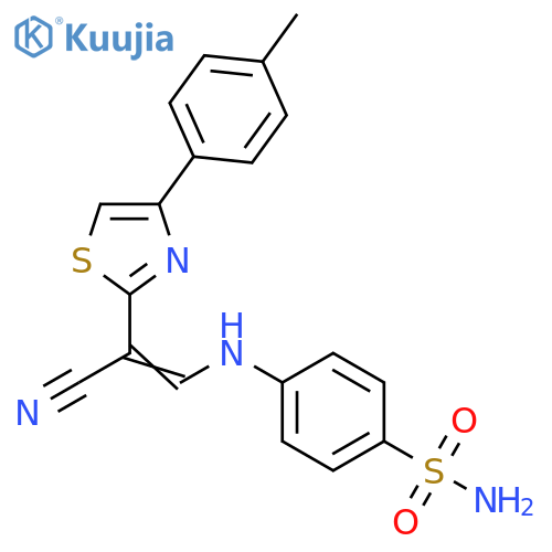 4-{(1Z)-2-cyano-2-4-(4-methylphenyl)-1,3-thiazol-2-yleth-1-en-1-ylamino}benzene-1-sulfonamide structure