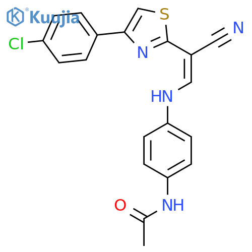 N-(4-{(1Z)-2-4-(4-chlorophenyl)-1,3-thiazol-2-yl-2-cyanoeth-1-en-1-ylamino}phenyl)acetamide structure