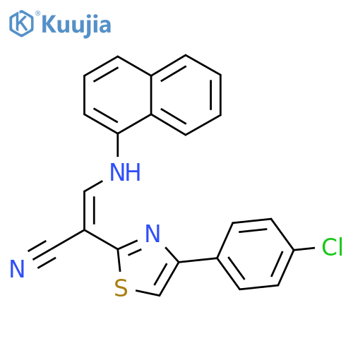 (2Z)-2-4-(4-chlorophenyl)-1,3-thiazol-2-yl-3-(naphthalen-1-yl)aminoprop-2-enenitrile structure