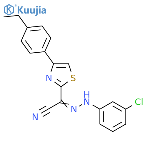 (Z)-N-(3-chlorophenyl)-4-(4-ethylphenyl)-1,3-thiazole-2-carbohydrazonoyl cyanide structure