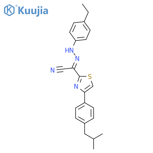 (E)-N-(4-ethylphenyl)-4-4-(2-methylpropyl)phenyl-1,3-thiazole-2-carbohydrazonoyl cyanide structure