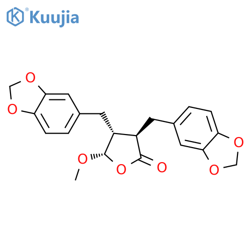 2(3H)-Furanone, 3,4-bis(1,3-benzodioxol-5-ylmethyl)dihydro-5-methoxy-, (3R,4R,5S)- structure
