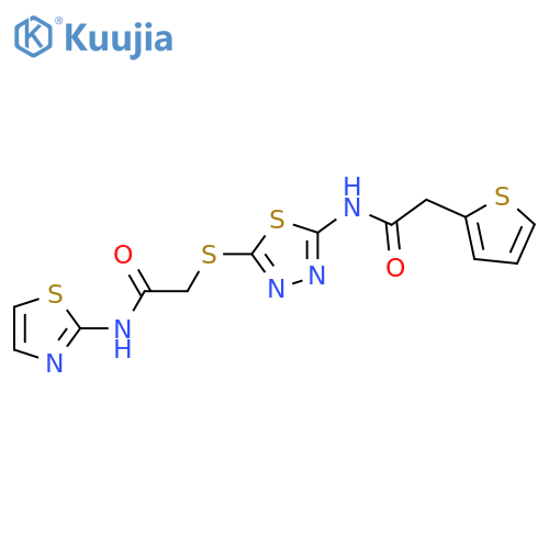 N-(1,3-thiazol-2-yl)-2-({5-2-(thiophen-2-yl)acetamido-1,3,4-thiadiazol-2-yl}sulfanyl)acetamide structure