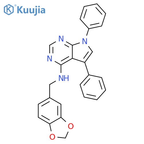 N-(2H-1,3-benzodioxol-5-yl)methyl-5,7-diphenyl-7H-pyrrolo2,3-dpyrimidin-4-amine structure