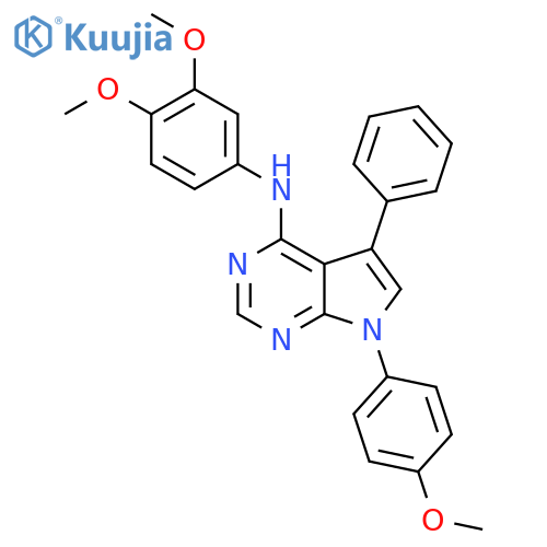 N-(3,4-dimethoxyphenyl)-7-(4-methoxyphenyl)-5-phenyl-7H-pyrrolo2,3-dpyrimidin-4-amine structure