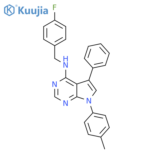 N-(4-fluorophenyl)methyl-7-(4-methylphenyl)-5-phenyl-7H-pyrrolo2,3-dpyrimidin-4-amine structure