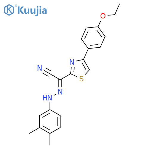 (E)-N-(3,4-dimethylphenyl)-4-(4-ethoxyphenyl)-1,3-thiazole-2-carbohydrazonoyl cyanide structure