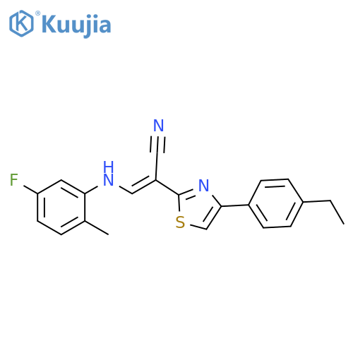 (2E)-2-4-(4-ethylphenyl)-1,3-thiazol-2-yl-3-(5-fluoro-2-methylphenyl)aminoprop-2-enenitrile structure