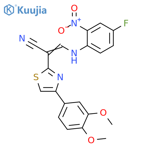 (2Z)-2-4-(3,4-dimethoxyphenyl)-1,3-thiazol-2-yl-3-(4-fluoro-2-nitrophenyl)aminoprop-2-enenitrile structure